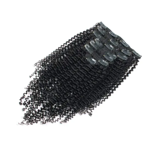 Miniatura 6 de Sassina Extensiones de Cabello Humano Rizado Afro Grueso Real con Clip 3B 4A Color Natural Invisible Sin Costuras Remi Clip Para Mujeres