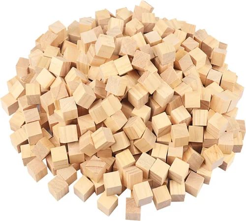 500 paquetes de bloques de madera para manualidades, cubos de madera de pino de 0.8 pulgadas, cubos de madera de 2 x 2 x 2 cm para pintar, sellar,