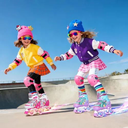 Miniatura 7 de Nattork - Patines de ruedas para niñas, patines cuádruples ajustables en 4 tallas con todas las ruedas iluminadas - El mejor regalo de cumpleaños