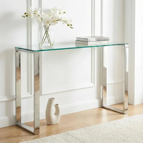 Miniatura 9 de Cortesi Home Remi - Mesa consola de cristal contemporánea con acabado cromado