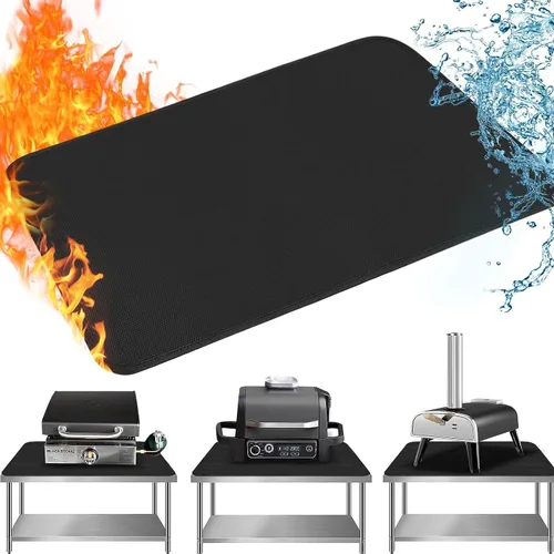 Tapete resistente al calor para mesa de parrilla al aire libre (0.039 in de grosor), 24 x 31 pulgadas, tapete ignífugo para debajo de la mesa