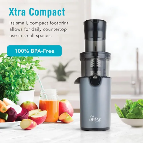 Miniatura 6 de Shine SJX-1 - Exprimidor fácil de prensar en frío con canal de alimentación XL y cuerpo compacto, color gris