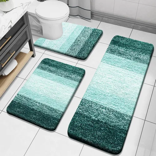 Miniatura 39 de Arotive - Juego de alfombras de baño de 3 piezas, alfombras de baño extra suaves y absorbentes, alfombrillas de baño lavables a máquina y que se