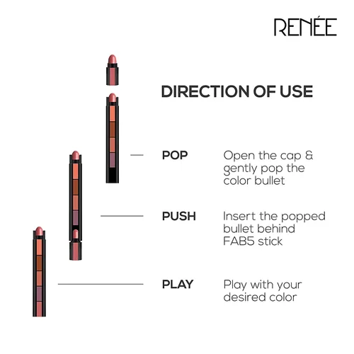 Miniatura 3 de RENEE Fab 5 Nude - Lápiz labial 5 en 1, 7.5 gm
