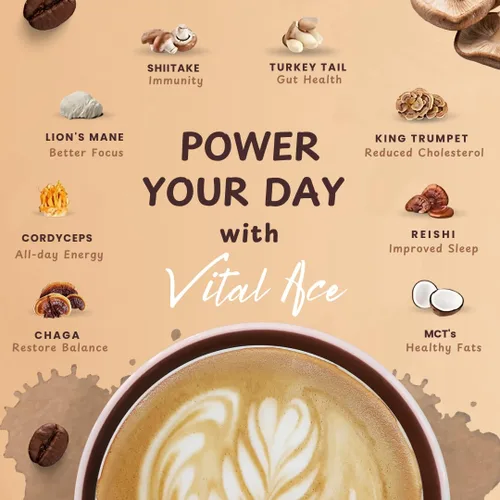 Miniatura 6 de Café en polvo orgánico de hongos con melena de león y 7 adaptógenos – Mejor energía, enfoque, inmunidad y salud intestinal – Mezcla de café