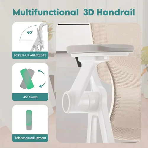 Miniatura 7 de Ergonomic Office Desk Chair, 90°-125° Tilt Back Home Desk Chair with 360° Swivel & Mute Wheels, High Back Mesh Computer Chair for Adults with Lumbar