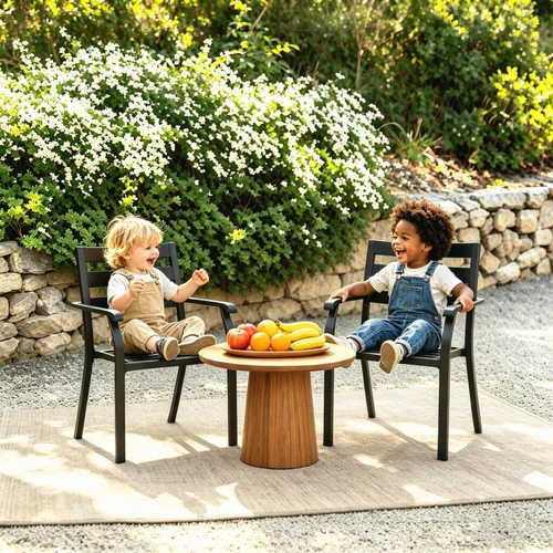 Miniatura 3 de Juego de 2 sillas de comedor apilables negras para patio, sillas bistró de metal para exteriores con reposabrazos, muebles de patio para todo tipo