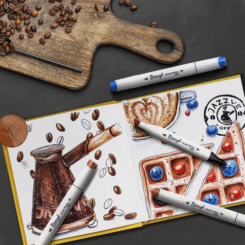 Miniatura 5 de Bianyo Sketch Series marcadores pequeños a base de agua de línea fina, colores surtidos, juego de 48
