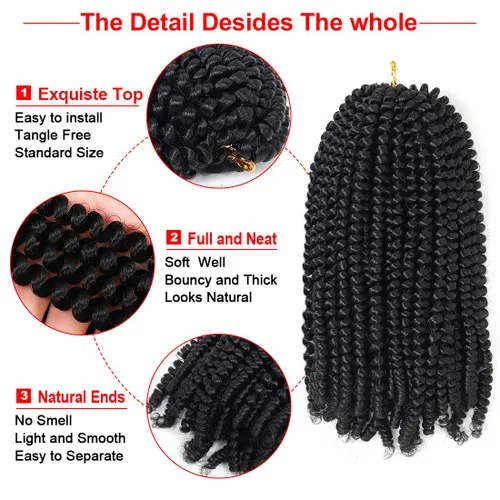 Miniatura 4 de Beyond Beauty Spring Twist - Trenzas de ganchillo Spring Twist de 12 pulgadas con colores degradados, trenzas de ganchillo Bomb Twist, extensiones