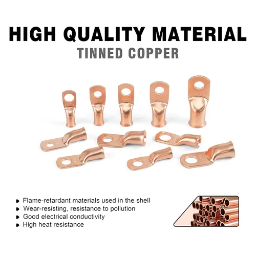 Miniatura 2 de 6 piezas 1/0 AWG - 1/2" (M12) Sanuke Terminales de anillo para cable de alambre con conectores de extremos resistentes para cable de batería, ojales