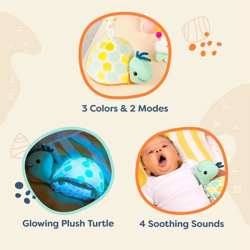 Miniatura 6 de B. toys - B. baby- Tortuga de felpa calmante brillante con luces y sonidos- Glow Zzzs Turtle Shellé0 meses +