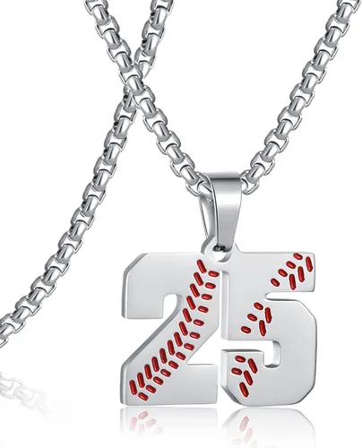 Miniatura 98 de SKQIR Colgante de número de jersey de béisbol para hombres y niños - Cadena de acero inoxidable para atletas - Negro
