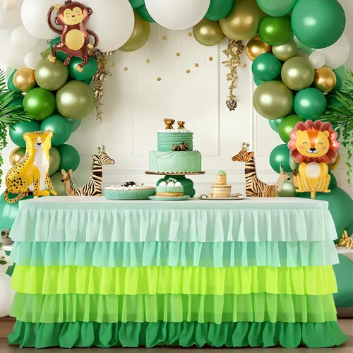Miniatura 25 de Falda de mesa azul tutú mantel para fiesta bajo el mar decoraciones de Frozen revelación de género cumpleaños elefante baby shower 1.8m (6 pies)