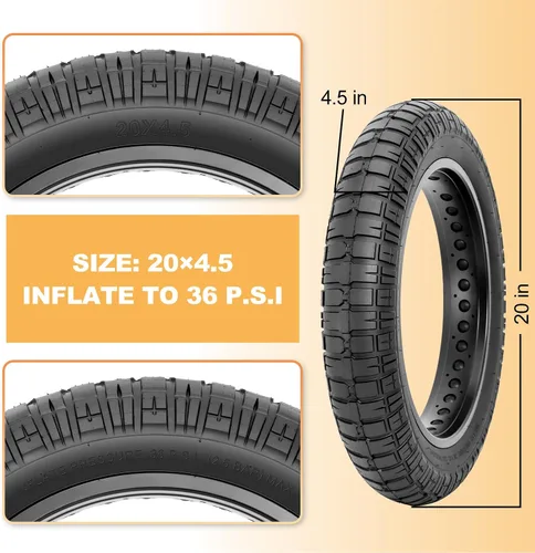 Miniatura 4 de Neumático de Reemplazo para Bicicleta Eléctrica de Llanta Gorda Hycline: 20x4.0/20x4.5/20x5.0/26x4.0 Pulgadas de Alta Resistencia al Desgaste