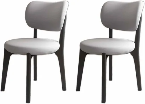 Miniatura 22 de Juego de sillas de comedor de madera modernas con respaldo curvado, sillas de cocina tapizadas con marco de madera, sillas laterales sin brazos