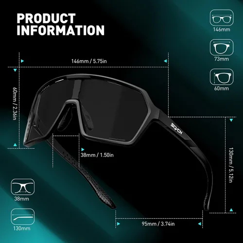 Miniatura 4 de SCVCN Cycling Glasses Sport Sunglasses Clear MTB Men Women BMX Running Driving S335