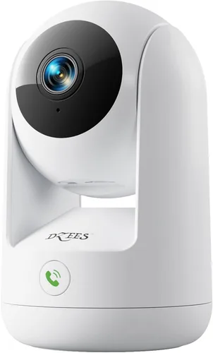 Dzees Cámara de seguridad 5G/2.4G WiFi para interiores, cámara para mascotas sin suscripción, cámaras WiFi 2K 360°, cámara con cable para mascotas