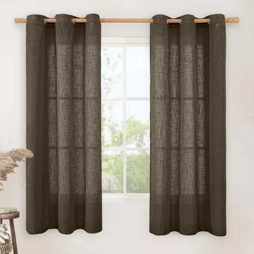 Miniatura 131 de LAMIT Cortinas de lino sintético para dormitorio, paneles filtrantes de luz, cortinas de lino con protección de privacidad con ojales para ventanas