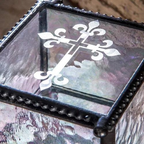 Miniatura 3 de Caja de cristal de la cruz para regalo de la primera comunión católica caja de rosario religioso joyería de recuerdo de la joyería de Christian RCIA