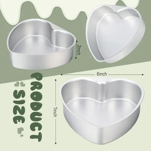 Miniatura 3 de Didaey 6 moldes en forma de corazón a granel de 8 pulgadas de aluminio para tartas de corazón, moldes de corazón para hornear, moldes para pasteles