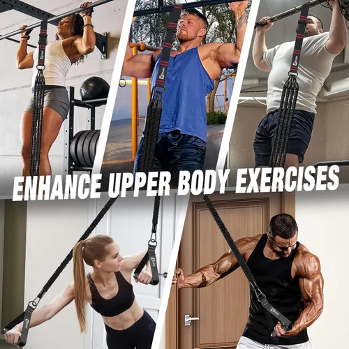 Miniatura 8 de Pull Up Assistance Bands Set, 300 lbs Max Heavy Duty Resistance Bands with Adjustable Strap, Non-Slip Handle & Door Anchor, Full Body Strength Negro