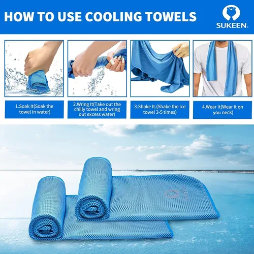 Miniatura 3 de Sukeen Paquete de 12 toallas refrescantes (40 x 12 pulgadas) para cuello y cara, suaves y transpirables para el cuello, toalla de hielo para climas