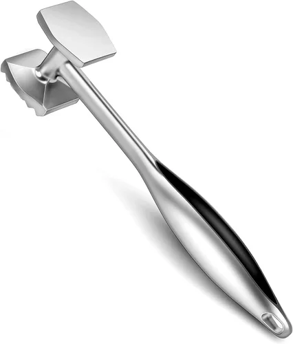 Miniatura 7 de Martillo ablandador de carne Aliglow, herramienta de mazo y machacador para la cocina, ablandador de doble cara de uso intensivo con mango de agarre