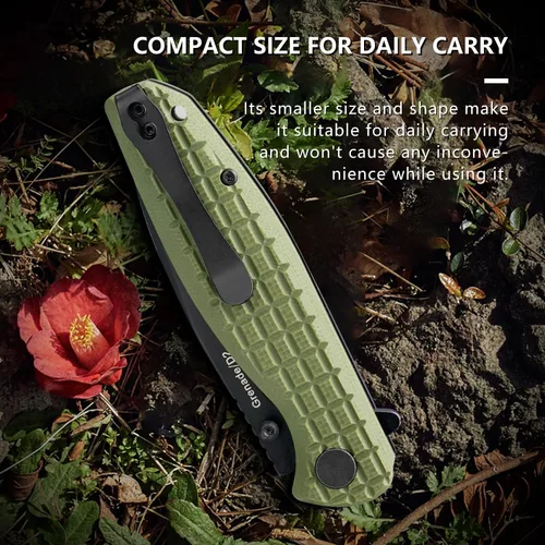 Miniatura 3 de Cuchillo plegable – Cuchillo de bolsillo plegable de acero D2 de 3.5 pulgadas, mango G10, apertura y cierre con una sola mano, rodamientos de bolas