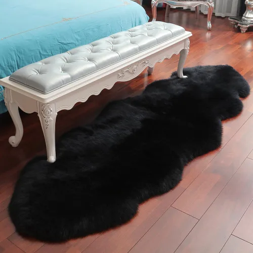 Miniatura 4 de IRIWOOL Alfombra de piel de oveja auténtica de alta calidad, piel de oveja australiana, esponjosa, de lujo, natural, de piel de cordero esponjosa