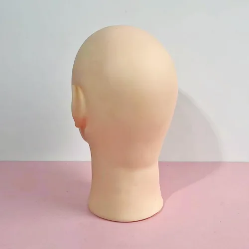 Miniatura 6 de Cabeza de maniquí calvo masculina para hacer pelucas, sombrero y gafas, cabeza de cosmetología profesional, color beige, sin maquillaje