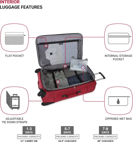 Miniatura 4 de SwissGear Equipaje expandible Sion Softside, Borgoña, 3 Piece Set (212527), Sion Softside - Equipaje expandible