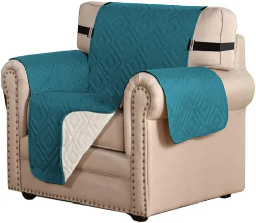 Miniatura 74 de H.VERSAILTEX Funda reversible para silla, protector de muebles antideslizante, resistente al agua, con correas elásticas de 2 pulgadas