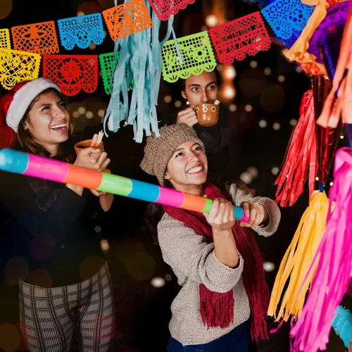 Miniatura 5 de 12 pancartas de fiesta mexicana de 180 pies grandes de papel picado, 10 patrones de plástico para fiesta de cinco de mayo, fiesta mexicana, día