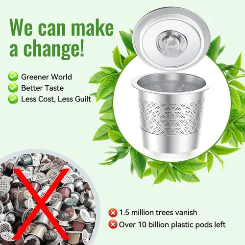 Miniatura 6 de CAPMESSO Tazas K reutilizables para Keurig: cápsulas de café recargables Kcup actualizadas 2026 - Tazas K de acero inoxidable completas