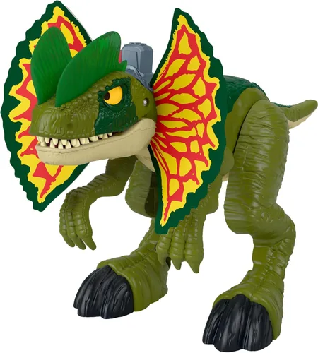 Fisher-Price Imaginext Jurassic World - Juguete de dinosaurio Thrash Attack Dilophosaurus de más de 16 pulgadas con luces y sonidos para juegos de