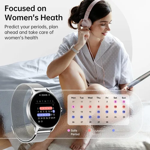 Miniatura 5 de Reloj inteligente para mujer, pantalla AMOLED de 1.27 pulgadas con respuesta/llamada para iPhone/Android/Samsung, rastreador de actividad física