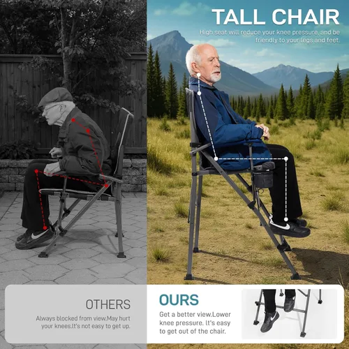 Miniatura 5 de EVER ADVANCED Silla plegable alta de 31", silla de directores portátil, silla de campamento de altura de bar con bolsa de transporte y reposapiés