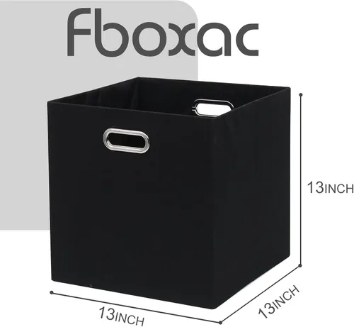 Miniatura 2 de Cesta de organización plegable de tela, caja plegable con asas, cubos de almacenamiento de 13 x 13 pulgadas, juego de 4, cestas de almacenamiento