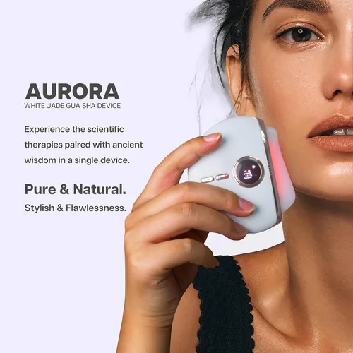 Miniatura 2 de VRAIKO Aurora - Dispositivo LED Gua Sha, herramienta facial Gua Sha de piedra de jade con calor y vibración, masajeador facial