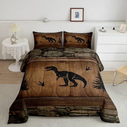 Miniatura 30 de Juego de edredón rústico de oso tamaño completo, juego de ropa de cama de caza de animales salvajes de 3 piezas, edredón de plumón vintage de cabaña