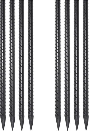 VVOKGO - Juego de estacas de refuerzo de 24 pulgadas, estacas de forma recta para concreto, resistentes (8 piezas), estacas de acero de metal de