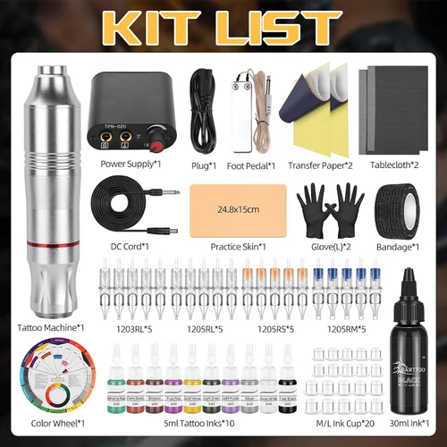 Miniatura 2 de Kit de bolígrafo de tatuaje, cartuchos de tatuaje, máquina de tatuaje para principiantes, kits de bolígrafos de tatuaje rotativos juegos completos