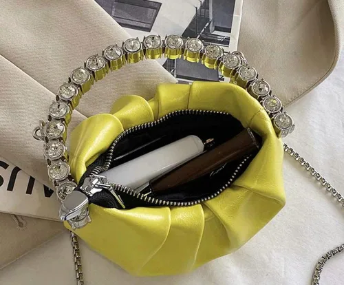 Miniatura 3 de Molodo Bolso de mano para mujer, bolso de mano fruncido, bolso de noche con cadena, bolso cruzado para noche, boda, fiesta