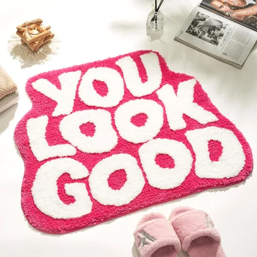 Miniatura 6 de 𝗟𝗮𝗿𝗴𝗲 𝟮𝟰" x 𝟯𝟭" Alfombra de Baño "You Look Good" Linda Alfombra de Baño Lindas Alfombras de Baño Divertidas Alfombras de Baño Divertidas Decoración