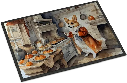 Miniatura 108 de Caroline's Treasures DAC1720MAT Affenpinscher - Tapete de otoño para cocina, con calabazas, 18 x 27 pulgadas, tapete para puerta delantera
