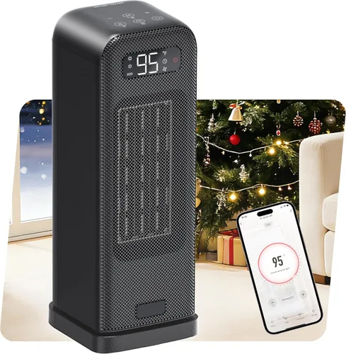 MORENTO Calentadores de espacio para uso en interiores, calentador eléctrico portátil para dormitorio con termostato, control de voz WiFi,