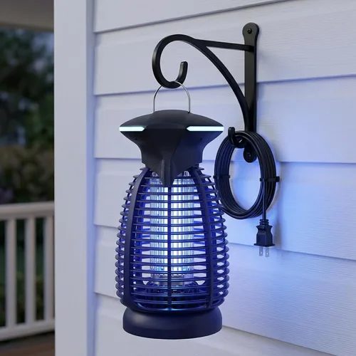 Miniatura 14 de Exterminador eléctrico de insectos al aire libre – 4200 V de alto voltaje insecto asesino impermeable luz LED para mosquitos, mosca, patio, porche