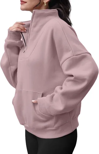 Miniatura 4 de Trendy Queen Sudaderas con media cremallera, sudaderas con capucha de gran tamaño, suéteres de otoño 2023 Y2K ropa de invierno