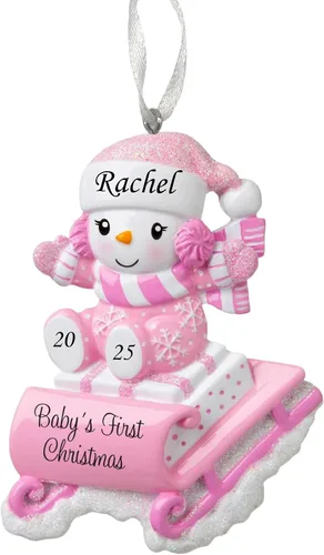 Miniatura 12 de 2025 Adorno de primera Navidad del bebé - Niño bebé con bastón de caramelo personalizado recuerdo festivo – Adorno personalizado de mi primera
