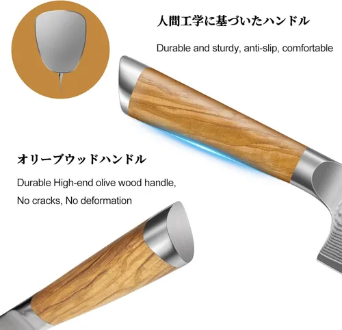 Miniatura 4 de HOSHANHO Cuchillo Nakiri de Damasco de 16,5 cm, cuchillo de cocina japonés súper afilado de Damasco 10Cr15CoMoV, cuchillo de cocina y de verduras